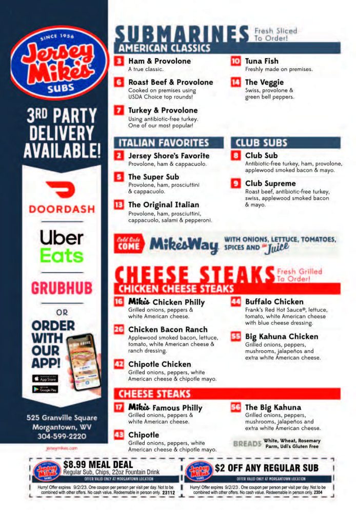 Jersey Mike’s – Morgantown's Menu Guide